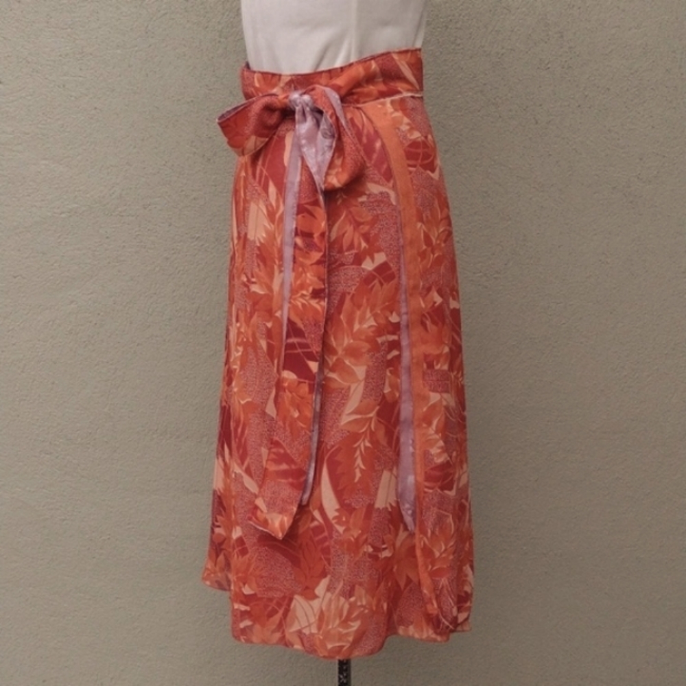 Iris Impressions Orange Reversible Wrap  Skirt OS